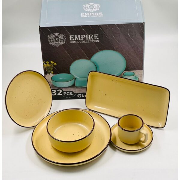 H2023-554 Столовый набор желтый Empire 32пр.